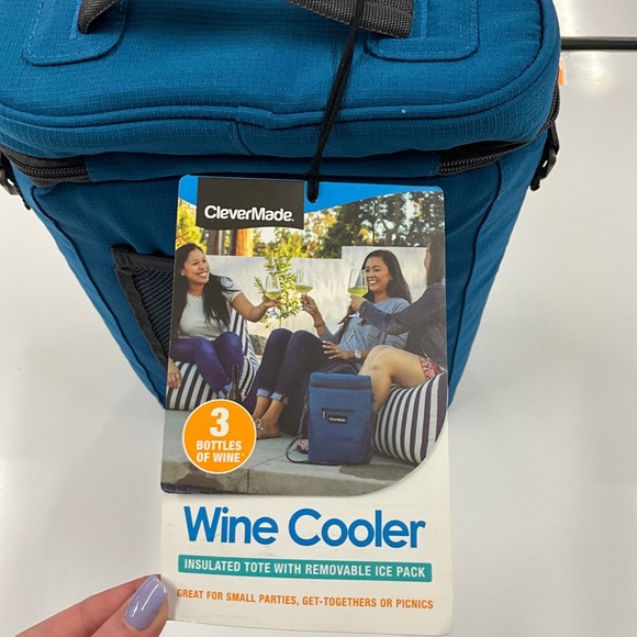 NWT Clevermade Multi Wine Bottle/Can Insulated Tote Strap Removable Ice Pack - Picture 3 of 15